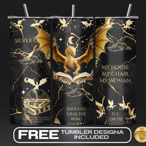 4th Wing Tumbler Wrap PNG, Iron Flame Fantasy Bookish Digital Download, 20 oz Sublimation Design, Dragon Book Lover Gift, Dark Academia