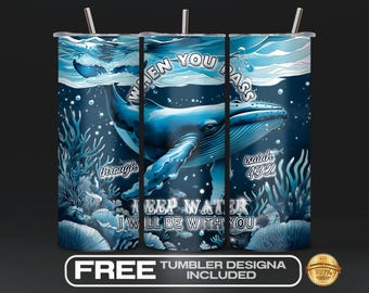 Wenn Sie durch tiefe Gewässer passieren Tumbler Wrap PNG, christlicher Ozean, Jesaja 43: 2 Bibelvers, christliche Sublimation, 20 oz Sofortiger Download