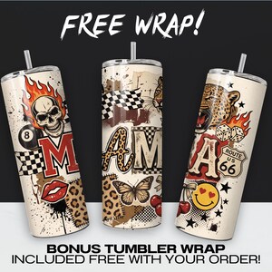 Western Leopard Mama Tumbler Wrap PNG, Trendy Cowgirl Mom Sublimation, Coquette Bow, Preppy Mama, Country 20 oz Skinny, Digital Download image 2