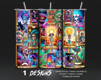 Sarcastic Tarot Tumbler Wrap - Funny Digital Tarot Card PNG, Humorous Tumbler Design, Instant Download, Sublimation Design Funny, DIY, 02