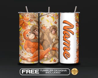 Personalized Dear Punch Monkey Tumbler Wrap, Viral Baby Monkey Inspired, Punch Monkey Sublimation, Cute Monkey 20 oz, Digital Download