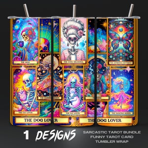 Sarkastische Tarot Tumbler Wrap - Lustige digitale Tarot PNG Karte, Humorvolle Tumbler Design, Sofort Download, Sublimation Design Lustig, DIY, 01