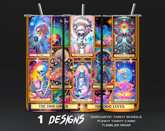 Sarcastic Tarot Tumbler Wrap - Funny Digital Tarot Card PNG, Humorous Tumbler Design, Instant Download, Sublimation Design Funny, DIY, 01