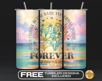 Christian Tumbler Wrap PNG, Bible Verse Sublimation Design, Religious Faith Digital Download, Inspirational Scripture Wrap, 20oz Skinny