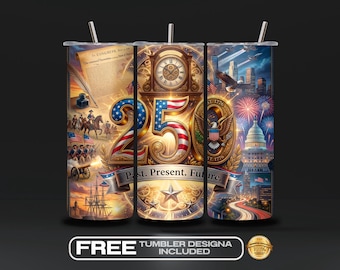 American 250th Anniversary Tumbler Wrap PNG, Celebrate 250th Anniversar, Patriotic 1776–2026 Sublimation, Vintage America, Digital Download