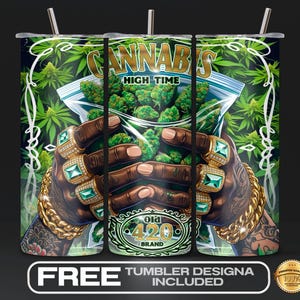 Envoltura para vaso de marihuana 420 PNG, Fumeta divertido, Bolsa de marihuana, Sublimación delgada de 20 oz, Patrón de hoja de cannabis, Humor de fumetas, Descarga digital