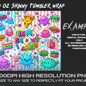 Squishy Era Tumbler Wrap PNG, Kawaii Sensory Toy Sublimation, squishy lover gift, Playful Aesthetic 20 oz Skinny, Digital Download image 5