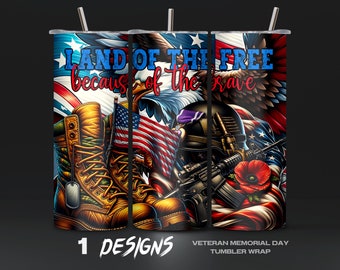 Veteran Memorial Day Tumbler Wrap 20oz, Sublimation Design, Digital Download PNG, American Flag Tumbler Wrap PNG, 4th of July Tumbler, DIY,2
