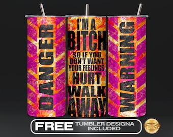 Funny Sassy Sarcastic Tumbler Wrap PNG, Sparkly Sarcasm Digital Wrap, 20oz Skinny Tumbler, Glittery Sublimation Wrap, Pink Vintage Gift