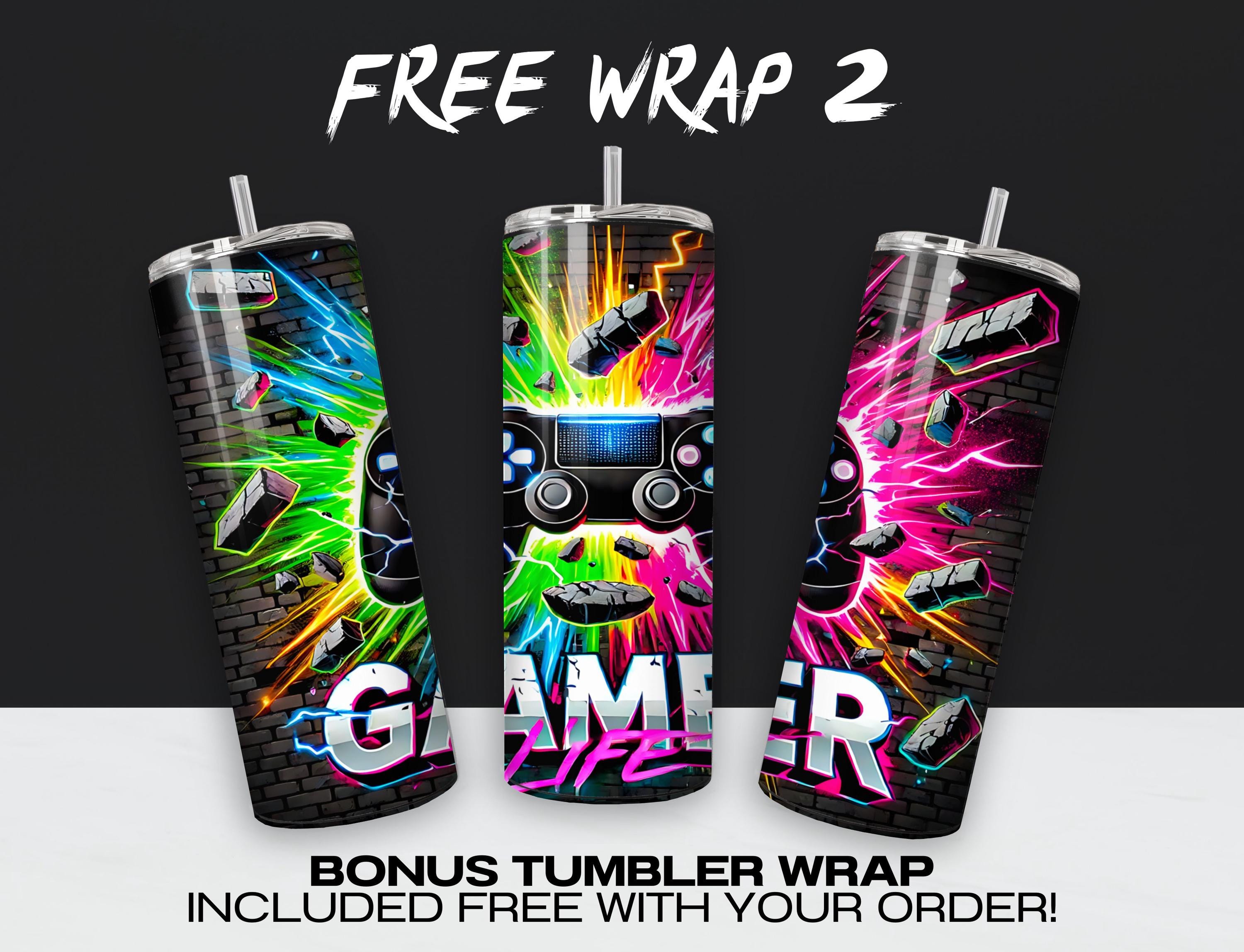 Gamer Life Tumbler Wrap PNG, Neon Graffiti Gamer Clipart, Video Gaming ...