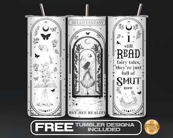 Adesivo per bicchiere termico Romantasy Fantasy Reader PNG, Fantasy Romance Bookish, Sublimazione da 20 oz, Fae Gothic Celestial Book Lover Download digitale