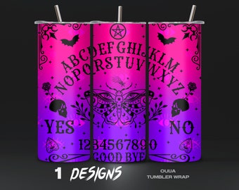 Colorful Ouija Tumbler Wrap PNG, Digital Tumbler Template for Sublimation, Unique Spiritual Drinkware Design, Instant Download, Witch Wicca