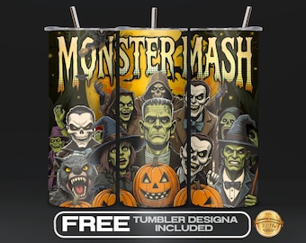 Retro Halloween Tumbler Wrap PNG, Spooky Vibes, Pastel Checker Ghost & Pumpkin Sublimation, Scary Movie, 20 oz Skinny, Digital Download