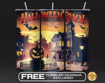 Halloween town Est. 1998 Tumbler Wrap PNG, Vintage Halloween Movie Sublimation Design, 20oz Tumbler Digital Download, Halloween University