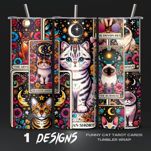 Envoltura para vaso con diseño de gato y cartas del tarot, descarga instantánea, regalo para amantes de los gatos, imprimible