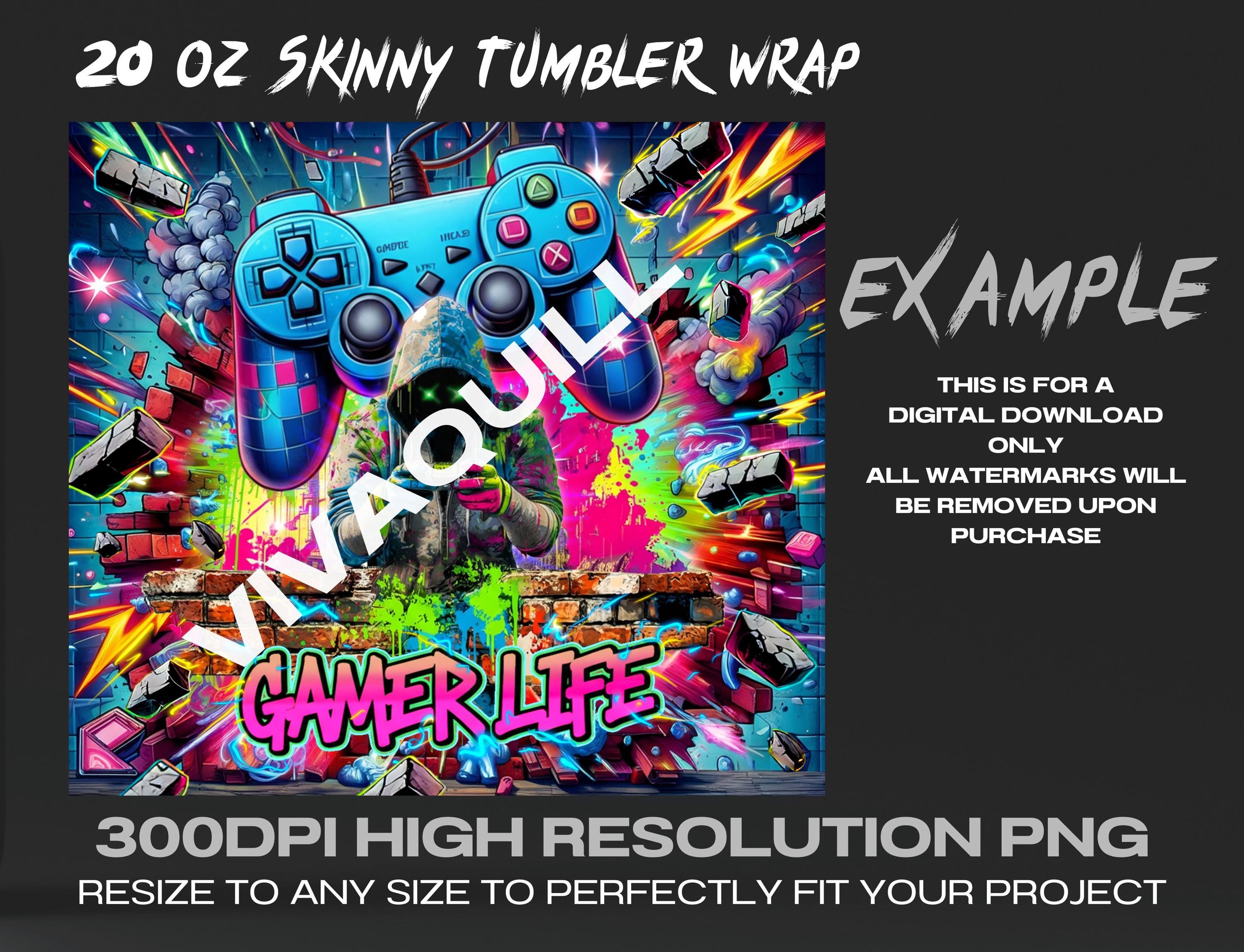 Gamer Life Tumbler Wrap PNG, Neon Graffiti Gamer Clipart, Video Gaming ...