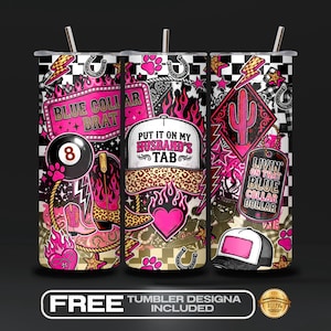 Blue Collar Tumbler Wrap PNG, Hardworking Tradesman Sublimation, Western Cowboy Graphic, 20 oz Skinny, Country Rodeo, Digital Download