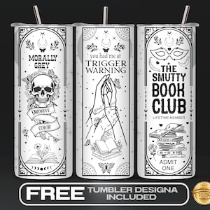 Smutty Bookish Dark Romance Reader Tumbler Wrap PNG, Spicy Book Lover Sublimation Design, 20oz Digital Download, Dark Academia Bookish Gift