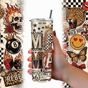 Western Leopard Mama Tumbler Wrap PNG, Trendy Cowgirl Mom Sublimation, Coquette Bow, Preppy Mama, Country 20 oz Skinny, Digital Download image 6