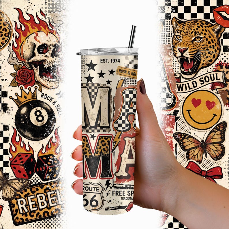 Western Leopard Mama Tumbler Wrap PNG, Trendy Cowgirl Mom Sublimation, Coquette Bow, Preppy Mama, Country 20 oz Skinny, Digital Download image 6