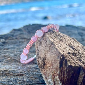 Macrame bracelet natural stones, Rose quartz