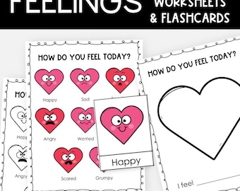 Incheckningsschema för hjärtkänslor, Alla hjärtans dag-känslor SEL-flashkort och arbetsblad, Hur känner du dig idag, Utskrivbar social-emotionell inlärning