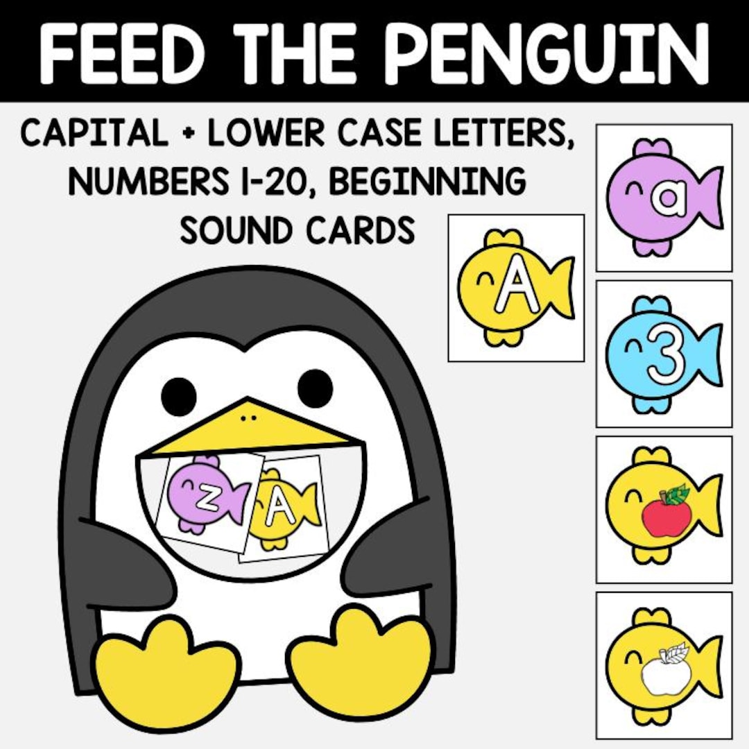 Feed the Penguin, Arctic Animals Sensory Bin Cards, Preschool Sensory ...