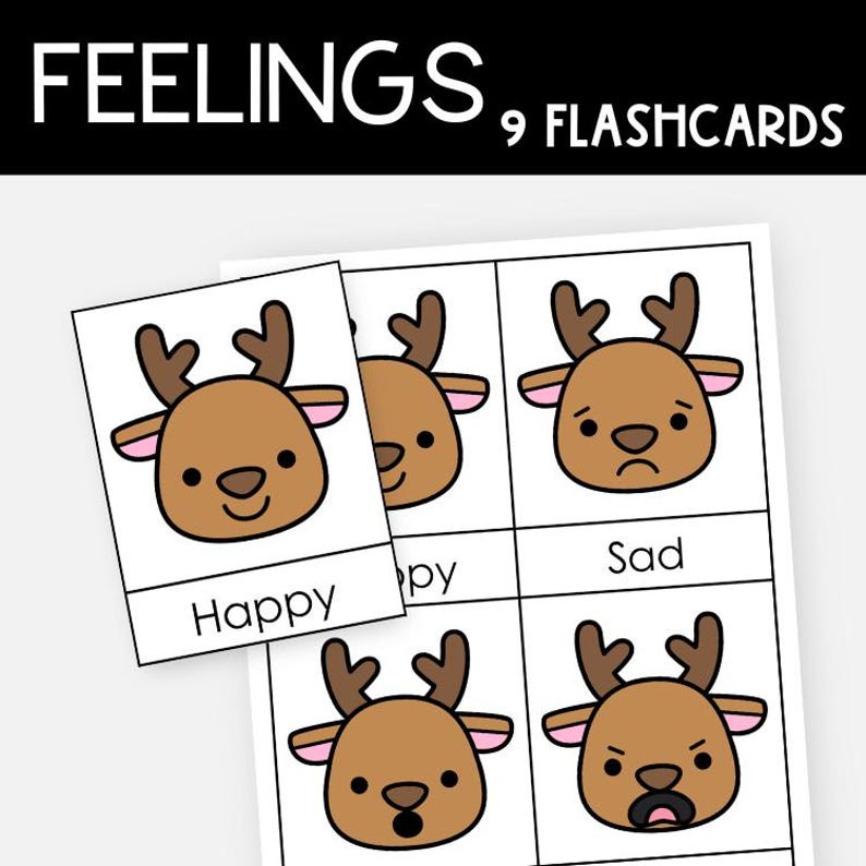 Reindeer Feelings Check in Chart, Christmas Emotions SEL Flashcards ...
