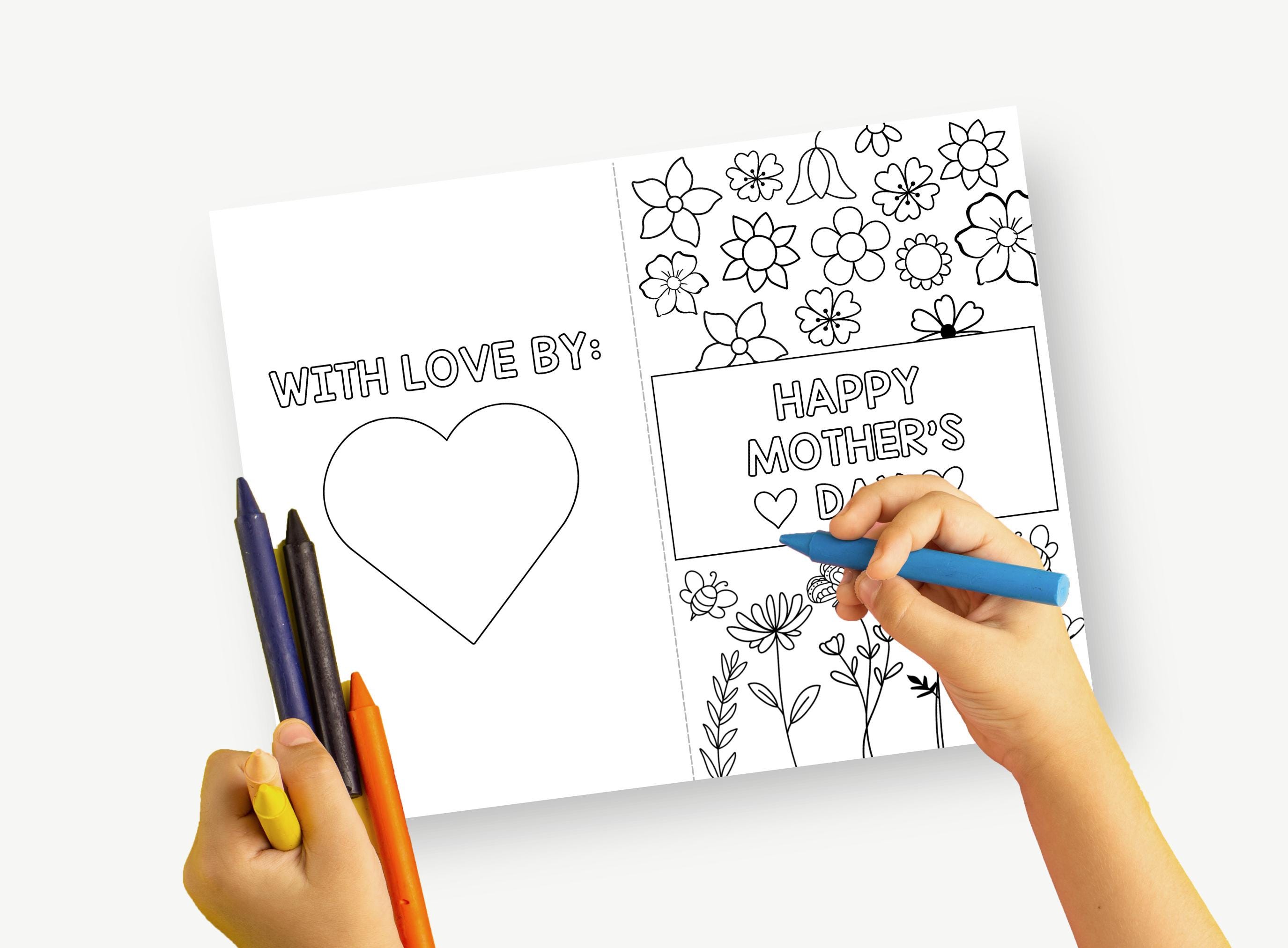Mothers Day Coloring Card, DIY Gift for Mom, Printable Flower Coloring ...