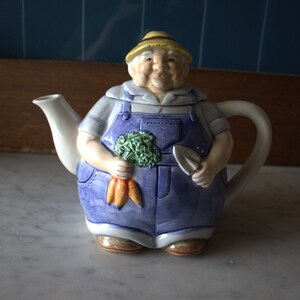 Whimsical Hand-Painted Otagiri Ceramic Grandpa Farmer Teapot