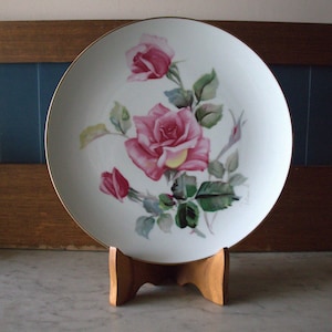 Noritake Nippon Toki Kaisha Vintage Display Plate with Pink Rose Pattern