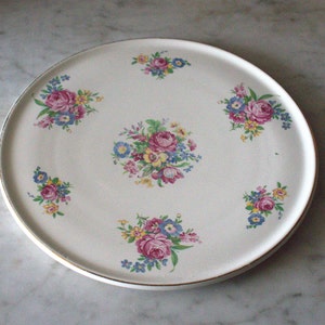 Mid-Century Barker Bros Royal Tudor Cake Plate with Floral Pattern