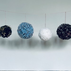 Icy Holiday Pompom Ornaments