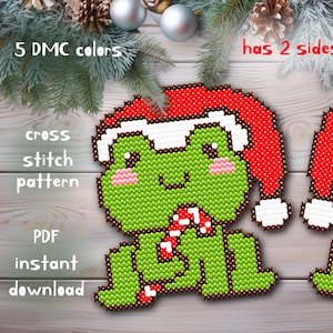 Christmas Frog Cross Stitch Pattern: 2-Sided Plastic Canvas (PDF Pattern)