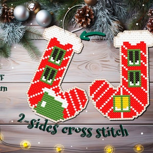 Christmas Cross Stitch, Plastic Canvas, Cross Stitch Pattern, Candy Cane, Christmas Tree Decoration, Counted Cross Stitch, Christmas DIY