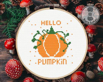 Pumpkin Halloween Cross Stitch Pattern: Beginner Friendly (Digital Download)