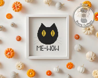 Halloween Black Cat Cross Stitch Pattern: Snarky Embroidery (Digital Download)