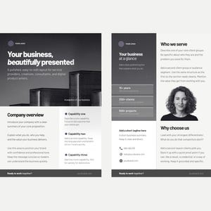 Business Capability Statement Canva Template, Company Profile, Consultant Portfolio