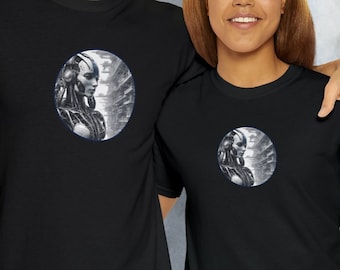 Cyberpunk Android T-Shirt | Futuristic Female Cyborg Art Tee