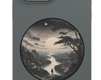 Mystical Moonlit Magsafe Case | iPhone | River Valley Night Landscape | Nature-Inspired Protective Cover