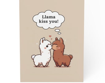 Let Me Kiss You Greeting Card | Card for Girlfriend / Boyfriend | Pun Intended | Llama Kiss You | Handmade Sustainable Gift