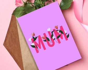 Mum, Mothers Day Card, Greeting cards, Cards for mothers day, Floral card, Flowers mothers day gift, African Print card.
