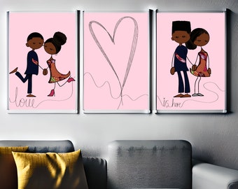 Set of 3- Black Love Illustrated Poster