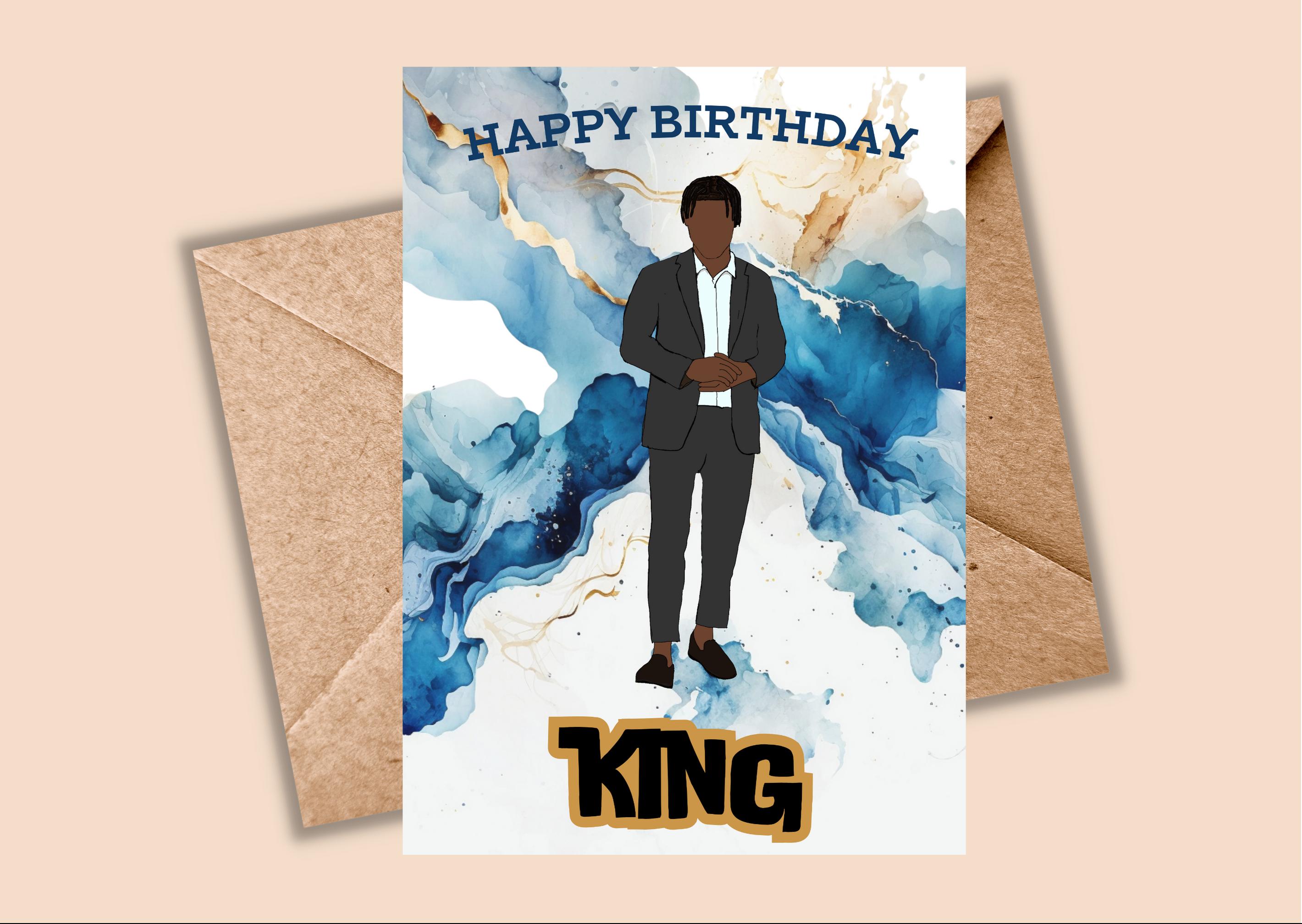 Happy Birthday King, Happy Birthday card, Digital Illustration, handmade card, Birthday day gift, King, male birthday card, Abstract art Happy Birthday King, Happy Birthday card, Digital Illustration, handmade card, Birthday day gift, King, male birthday card, Abstract art