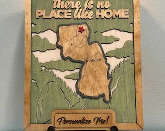 Letrero del estado de Nueva Jersey para decoración de pared / Arte personalizado para el hogar / Regalo de inauguración de casa