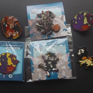 Halloween Furry Enamel Pins • Bat, Witch Dog & Cat Designs • Limited B-Grade Collectibles • Spooky Furry Fandom Gift
