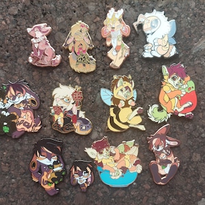 Furry / Animal Hard Enamel Pins - 1.75&quot; with Glitter & Glow in the Dark Feature