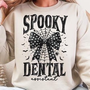 Spooky Dental Assistant PNG, Halloween Dental Design, Coquette Bow Dentist Png, Halloween Party Tshirt Design, Spooky Sublimation Designs