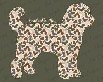 Camo Labradoodle Mom PNG, Camouflage Doodle Dog Mom Design, Vintage Hunting Dog Tshirt Design, Retro Dog Mama Png