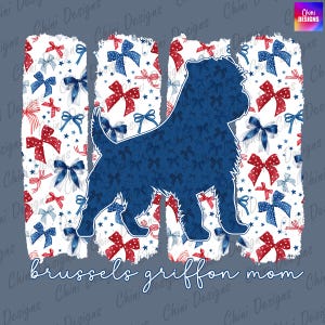 Mamma patriottica di Grifone di Bruxelles in formato PNG, design di mamma di Grifone con fiocco Coquette, mamma di cane di Griffone di Bruxelles, design di maglietta del 4 luglio, design a sublimazione